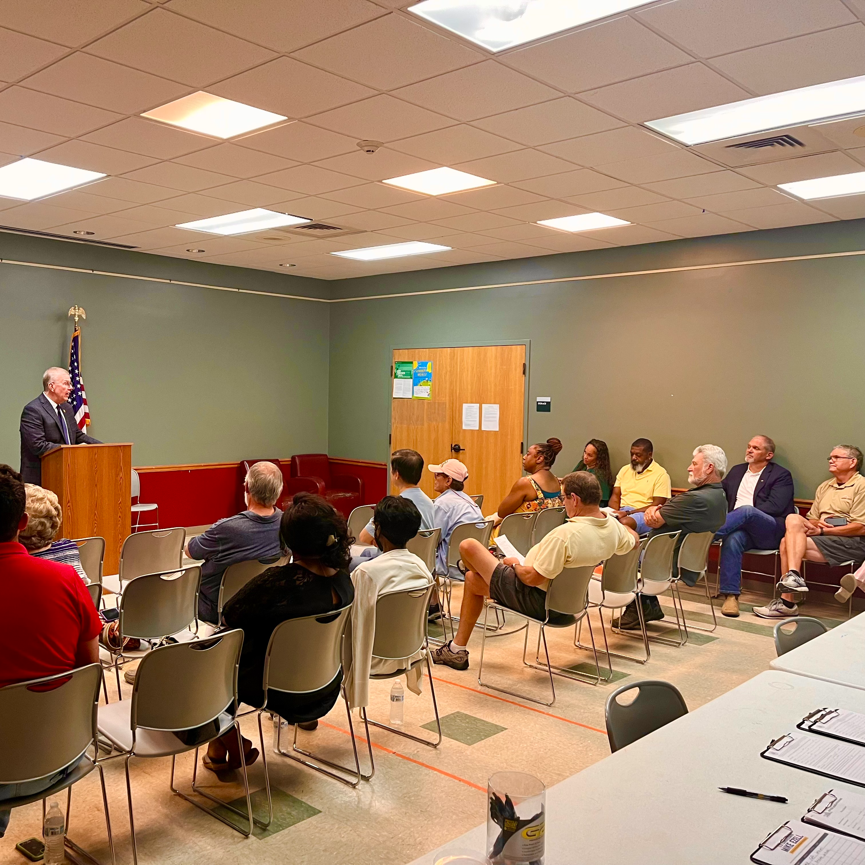 Congressman Ezell answers a question at his Lucedale Town Hall.